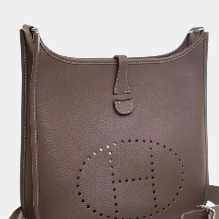 Pre Owned Hermes Brown Clemence Evelyne III PM