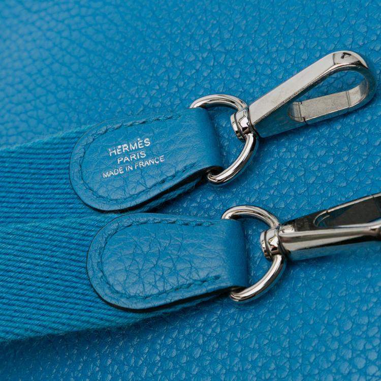 Pre Owned Hermes Blue Zanzibar Clemence Evelyne TPM 16