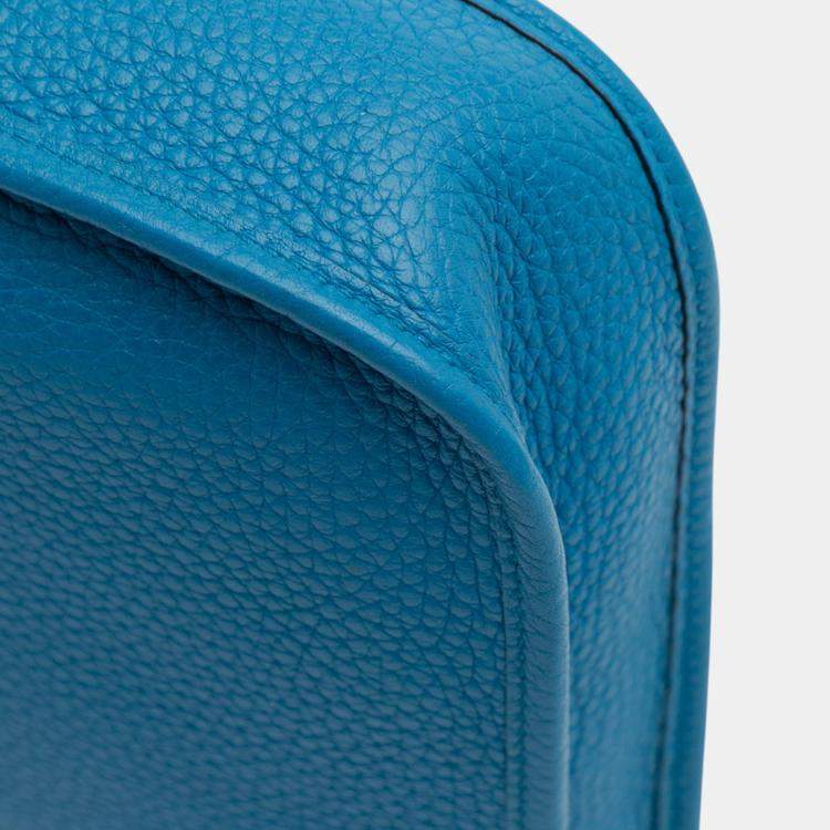 Pre Owned Hermes Blue Zanzibar Clemence Evelyne TPM 16