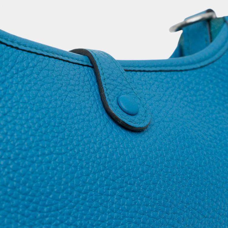 Pre Owned Hermes Blue Zanzibar Clemence Evelyne TPM 16