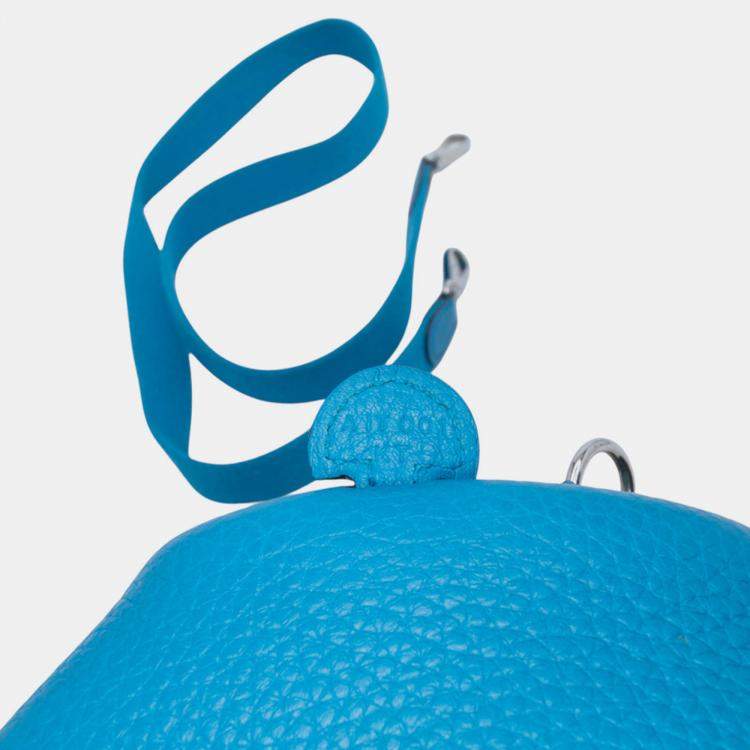 Pre Owned Hermes Blue Zanzibar Clemence Evelyne TPM 16