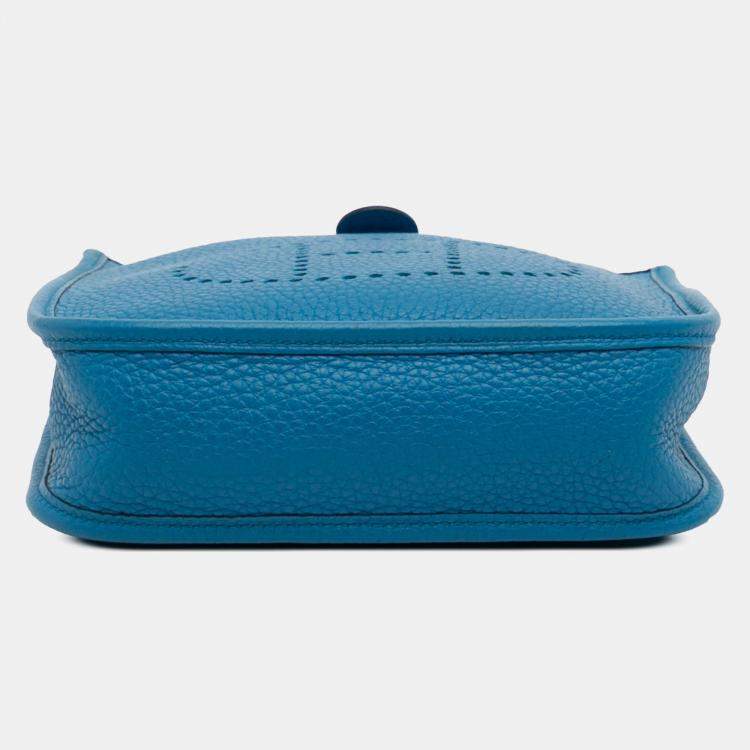 Pre Owned Hermes Blue Zanzibar Clemence Evelyne TPM 16