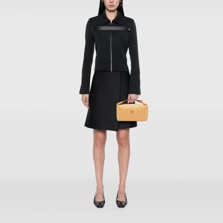 Pre Owned Hermes Orange Large Wool Bride A Brac Au Carre Case