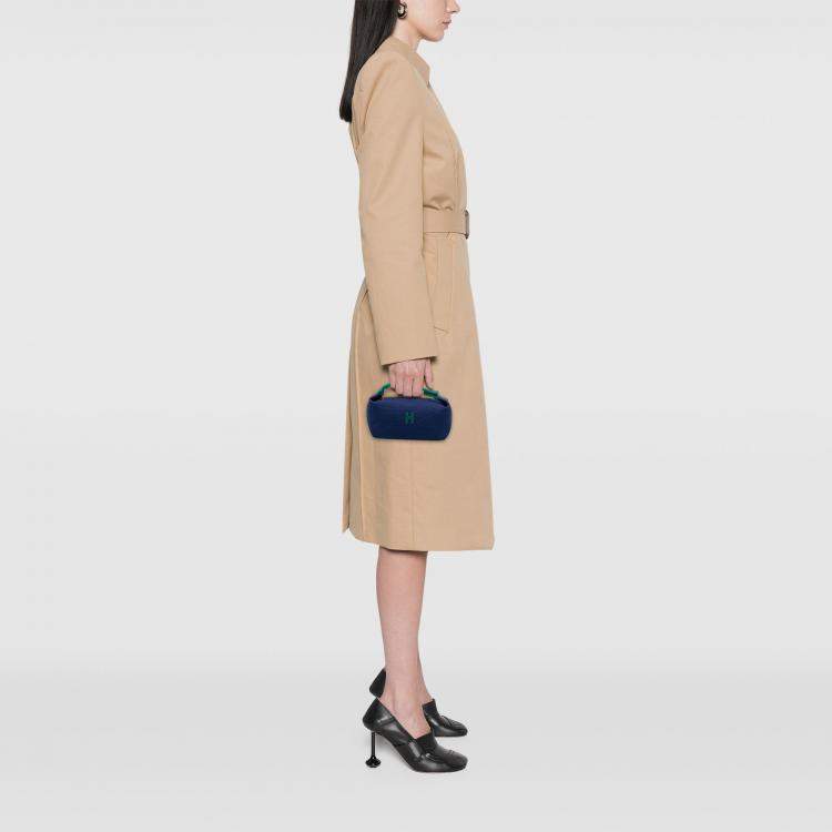 Pre Owned Hermes Blue Green Small Toile Bride A Brac Case