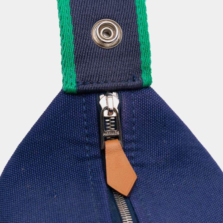 Pre Owned Hermes Blue Green Small Toile Bride A Brac Case