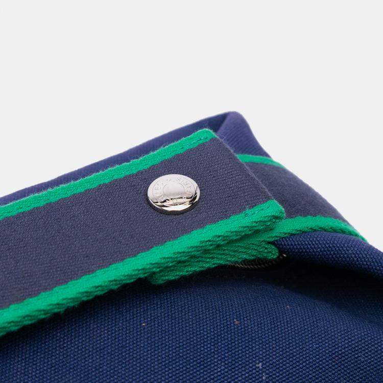 Pre Owned Hermes Blue Green Small Toile Bride A Brac Case