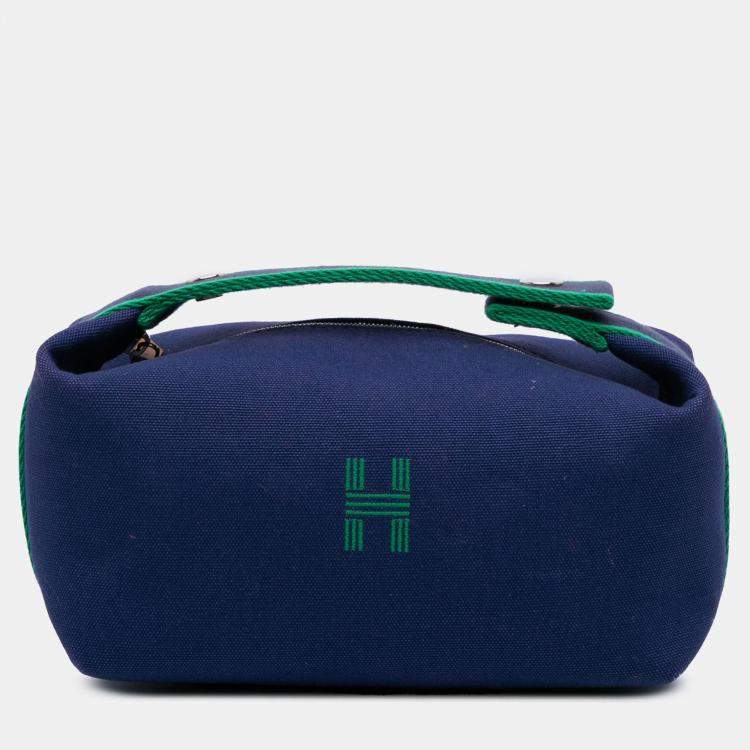 Pre Owned Hermes Blue Green Small Toile Bride A Brac Case