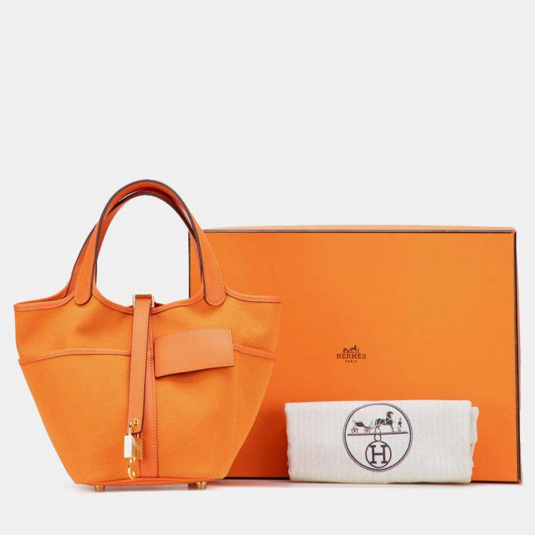 Pre Owned Hermes Orange Toile Goeland and Swift Cargo Picotin Lock 18