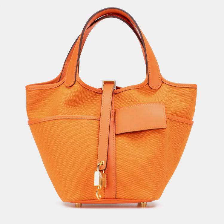 Pre Owned Hermes Orange Toile Goeland and Swift Cargo Picotin Lock 18