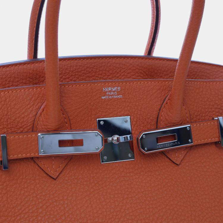 مملوكة مسبقًا Hermes Orange Togo Birkin Retourne 30