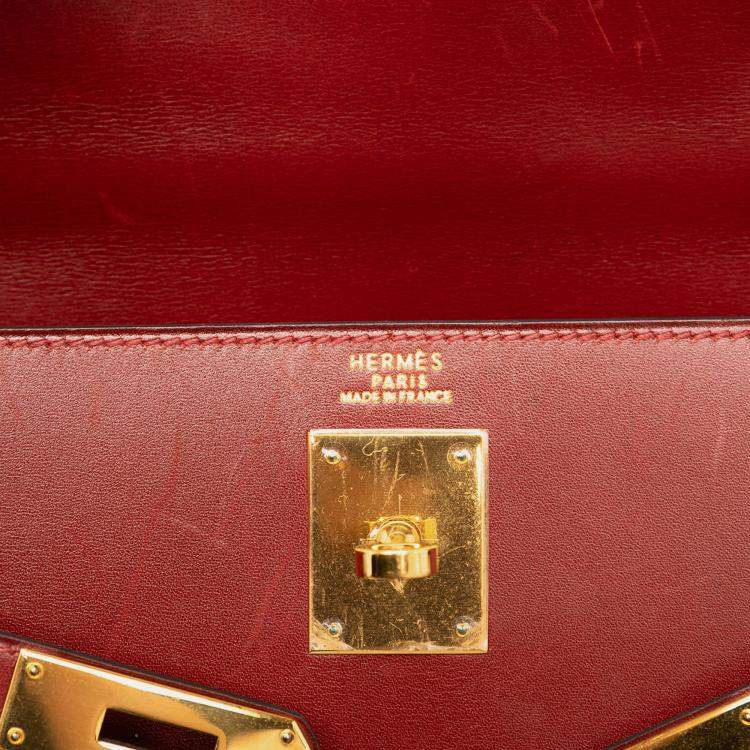 Pre Owned Hermes Red Box Calf Kelly Retourne 32
