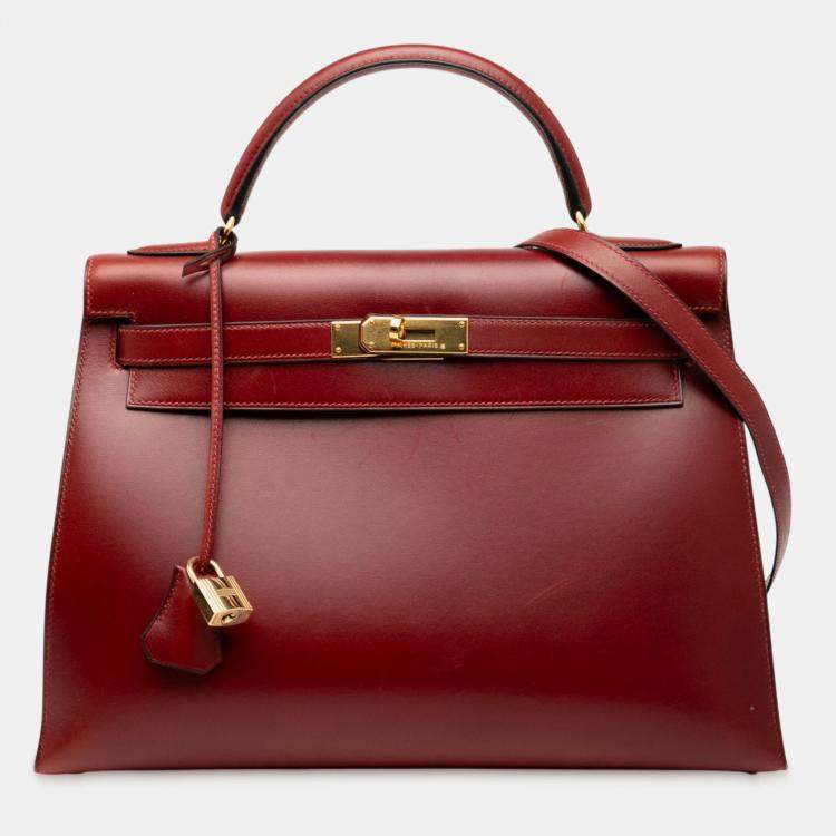 Pre Owned Hermes Red Box Calf Kelly Retourne 32