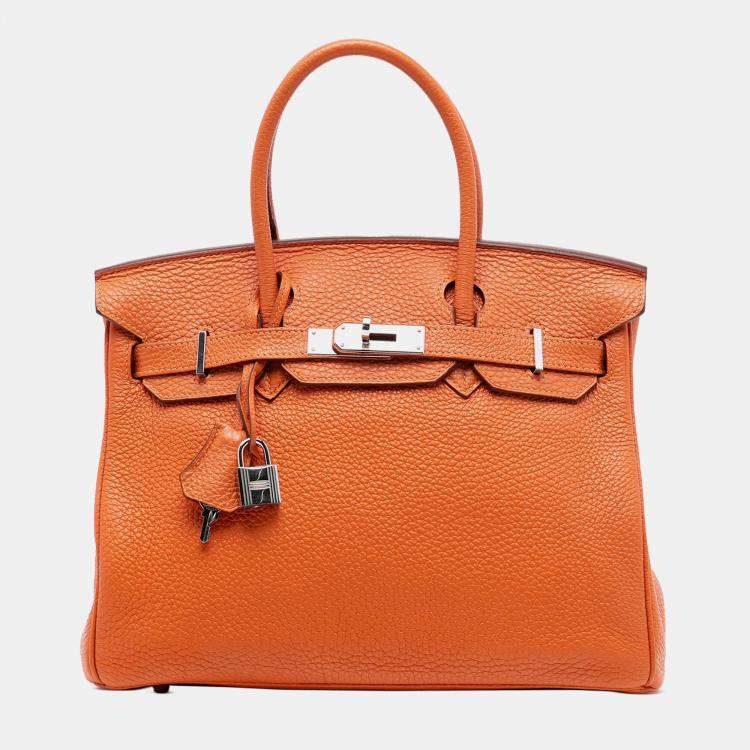 Pre Owned Hermes Orange Togo Birkin Retourne 30