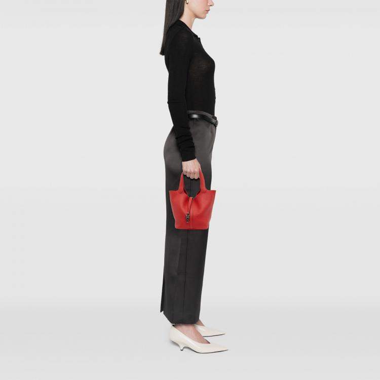 Pre Owned Hermes Rouge Vif Clemence Picotin Lock 22