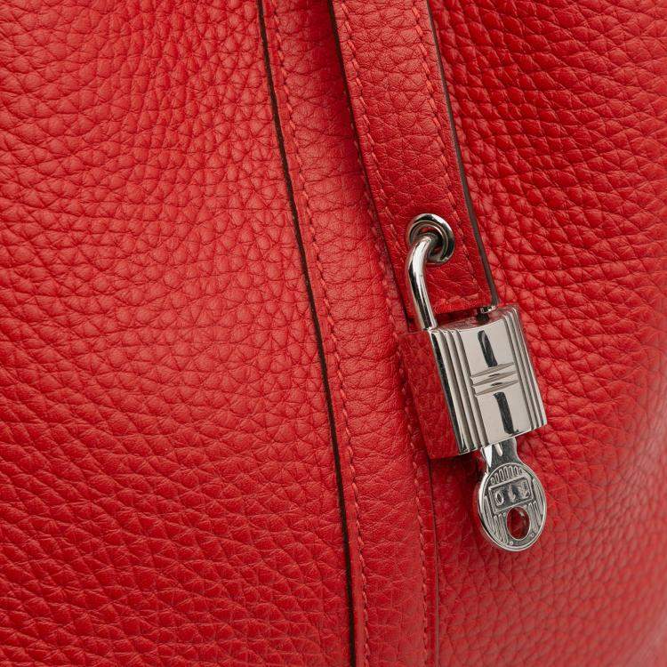 Pre Owned Hermes Rouge Vif Clemence Picotin Lock 22