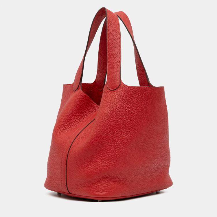Pre Owned Hermes Rouge Vif Clemence Picotin Lock 22