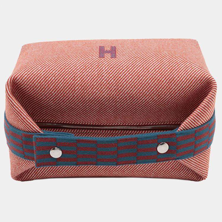 Pre Owned Hermes Blue Red Large Wool Bride A Brac H Natte Case