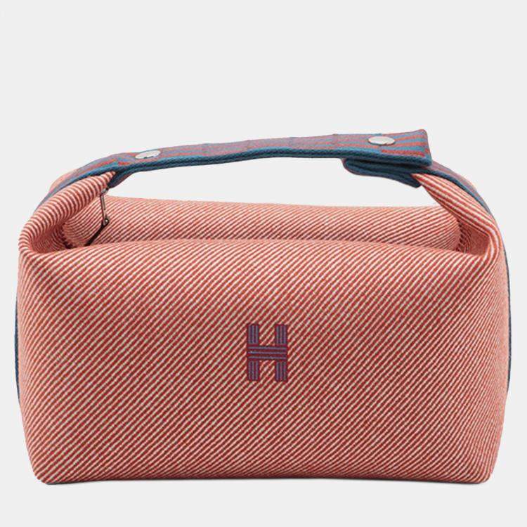 Pre Owned Hermes Blue Red Large Wool Bride A Brac H Natte Case