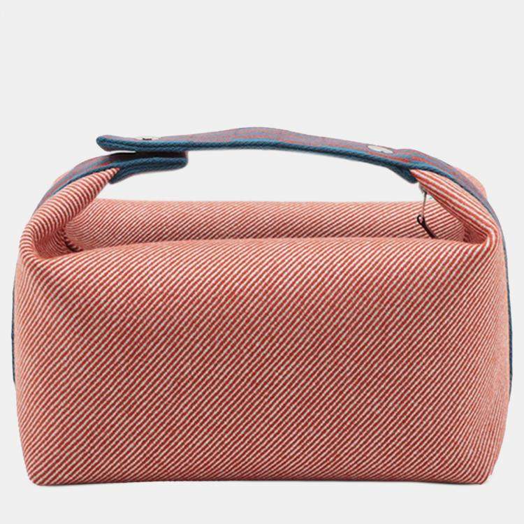 Pre Owned Hermes Blue Red Large Wool Bride A Brac H Natte Case