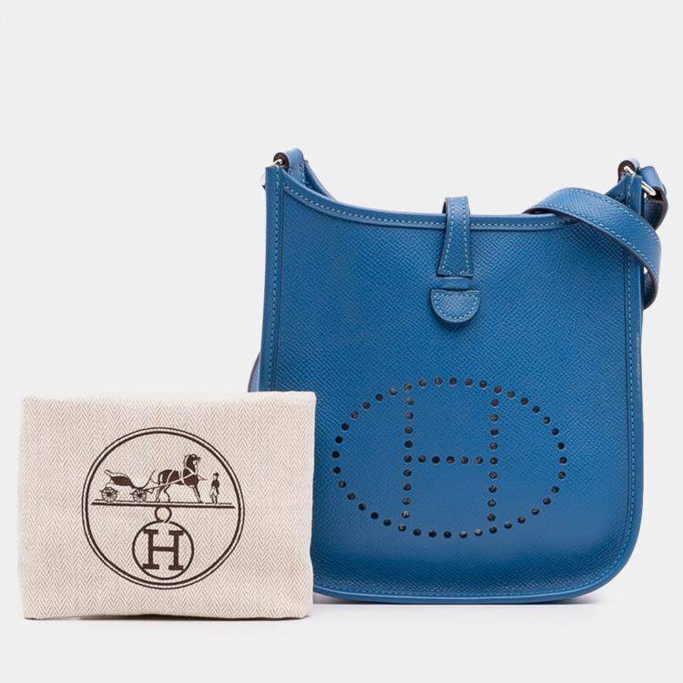 Pre Owned Hermes Blue Izmir Epsom Evelyne TPM