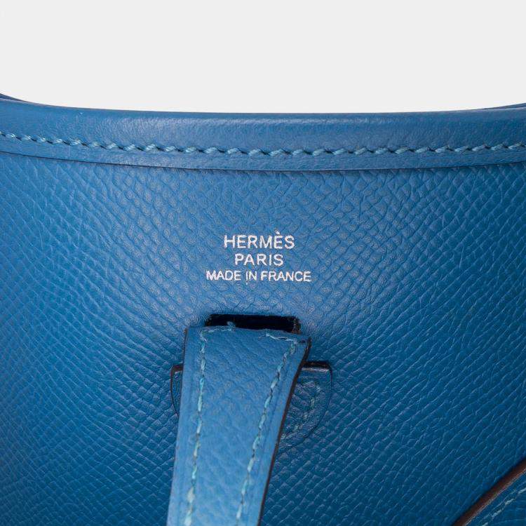 Pre Owned Hermes Blue Izmir Epsom Evelyne TPM