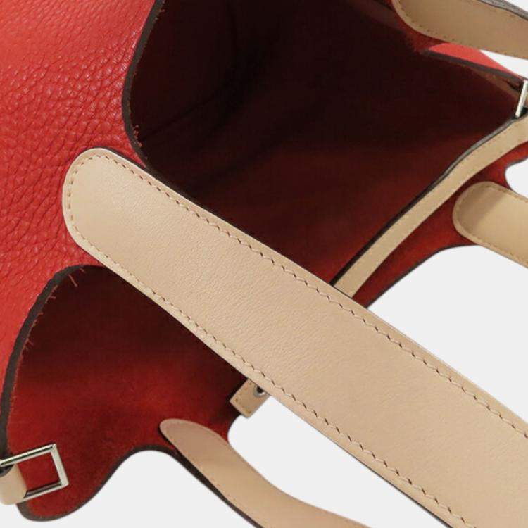 Pre Owned Hermes Red Bicolor Clemence and Swift Picotin Lock 22