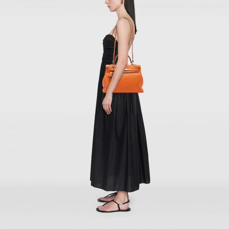 Pre Owned Hermes Orange Togo Kelly II Retourne 35