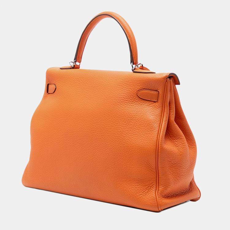 Pre Owned Hermes Orange Togo Kelly II Retourne 35