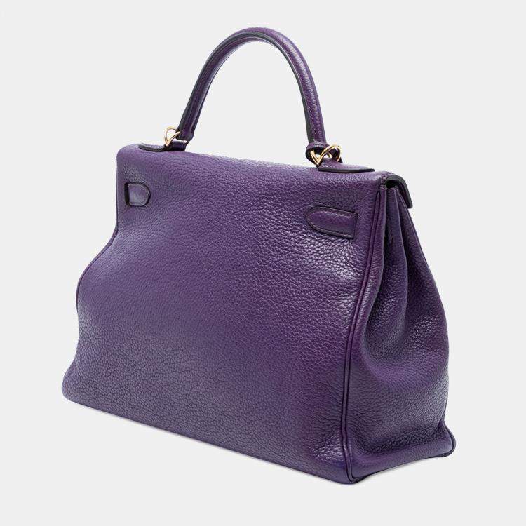 Pre Owned Hermes Ultraviolet Togo Kelly II Retourne 32
