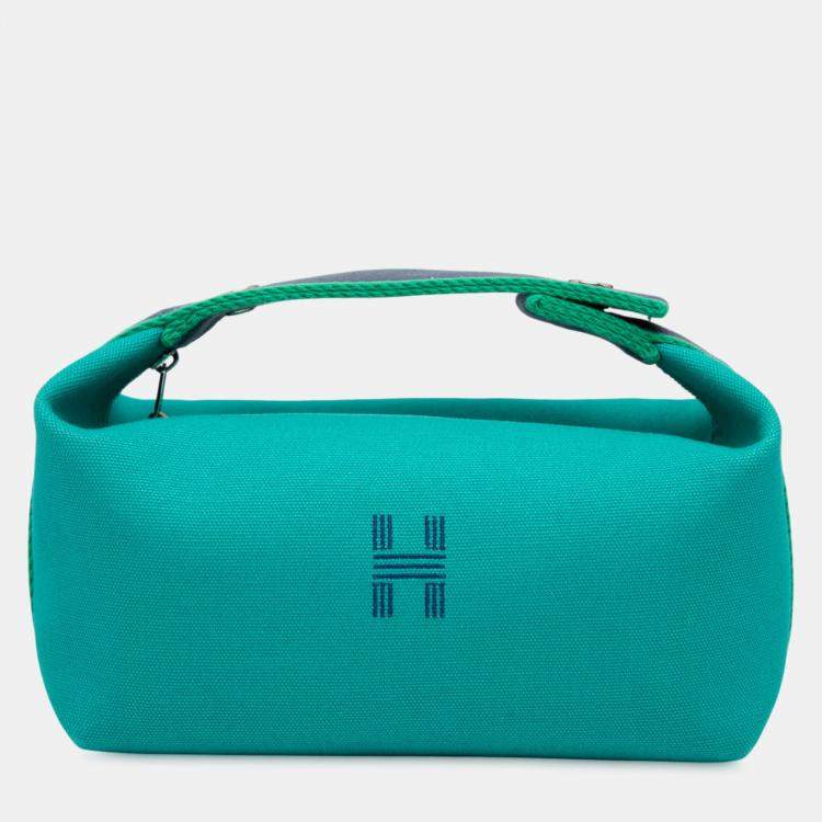 Pre Owned Hermes Blue Small Canvas Bride A Brac Case