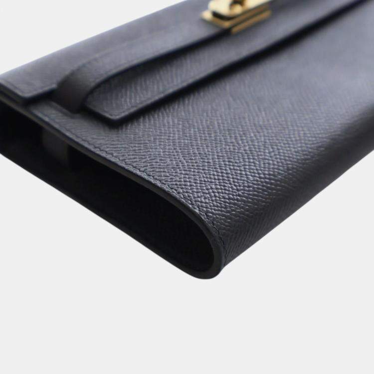 Pre Owned Hermes Black Epsom Kelly To Go Wallet