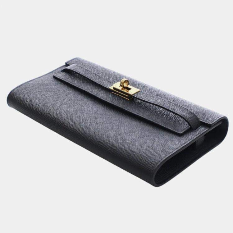 Pre Owned Hermes Black Epsom Kelly To Go Wallet