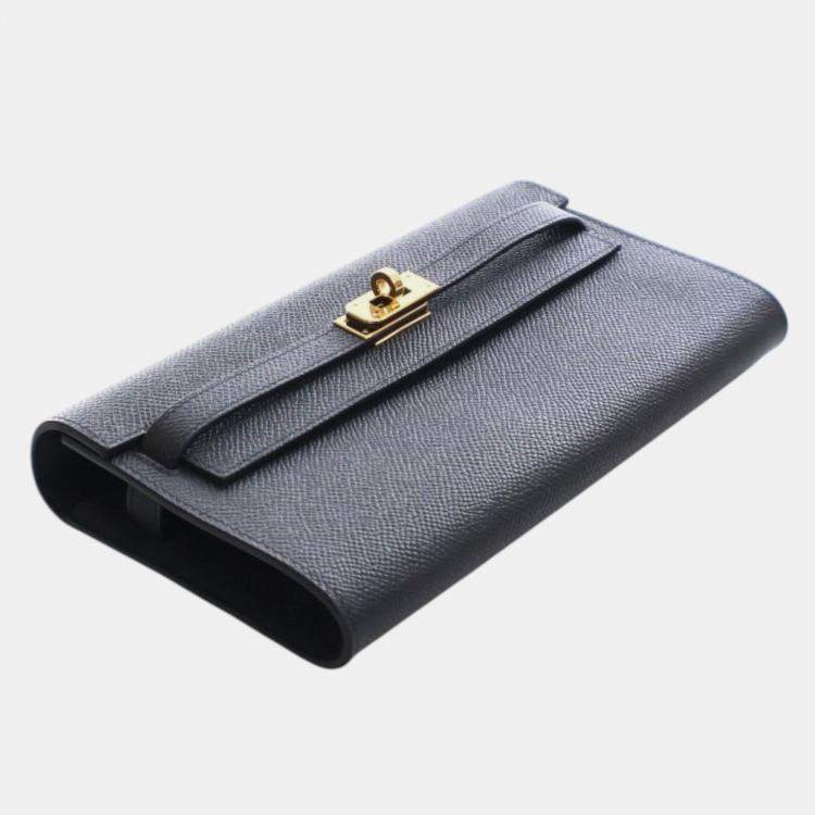 Pre Owned Hermes Black Epsom Kelly To Go Wallet