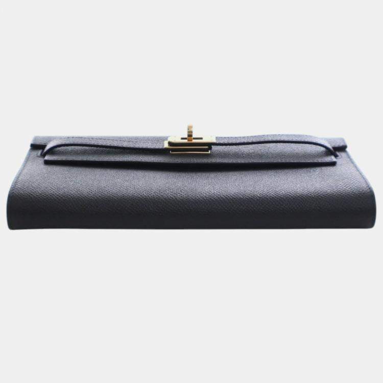 Pre Owned Hermes Black Epsom Kelly To Go Wallet