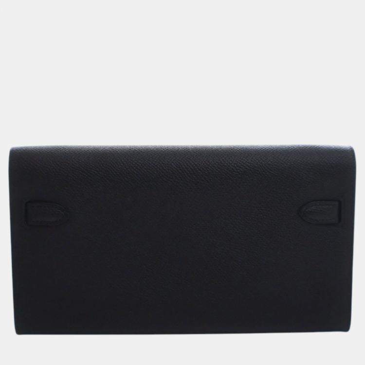 Pre Owned Hermes Black Epsom Kelly To Go Wallet