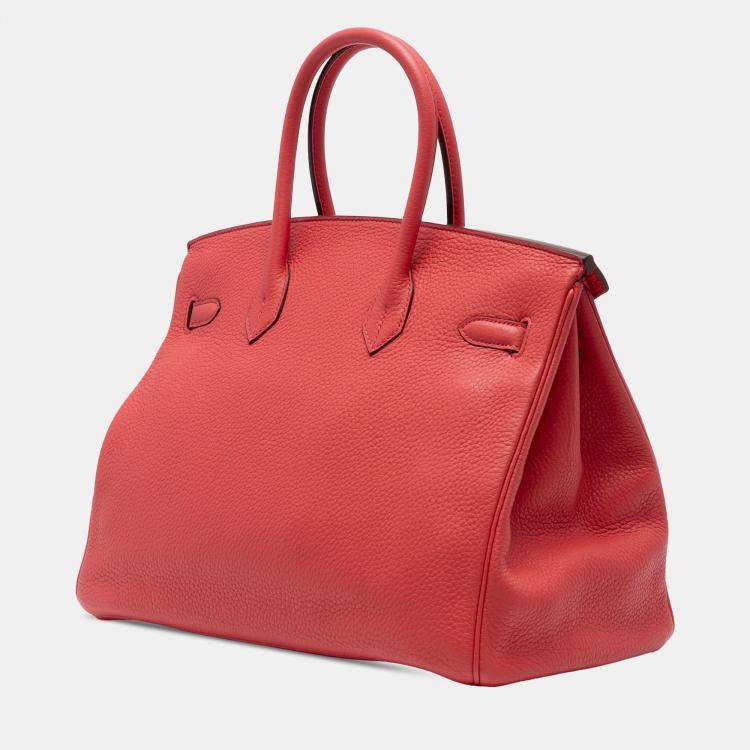Pre Owned Hermes Rouge Casaque Togo Birkin Retourne 35