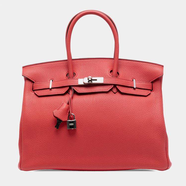 Pre Owned Hermes Rouge Casaque Togo Birkin Retourne 35