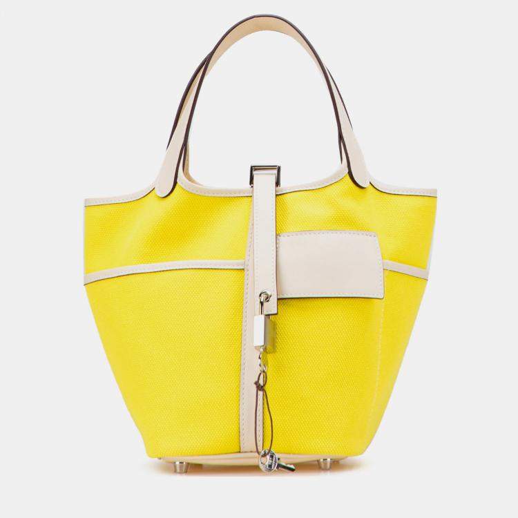 مملوكة مسبقًا Hermes Jaune Citron and Nata Toile Goeland and Swift Cargo Picotin Lock 18