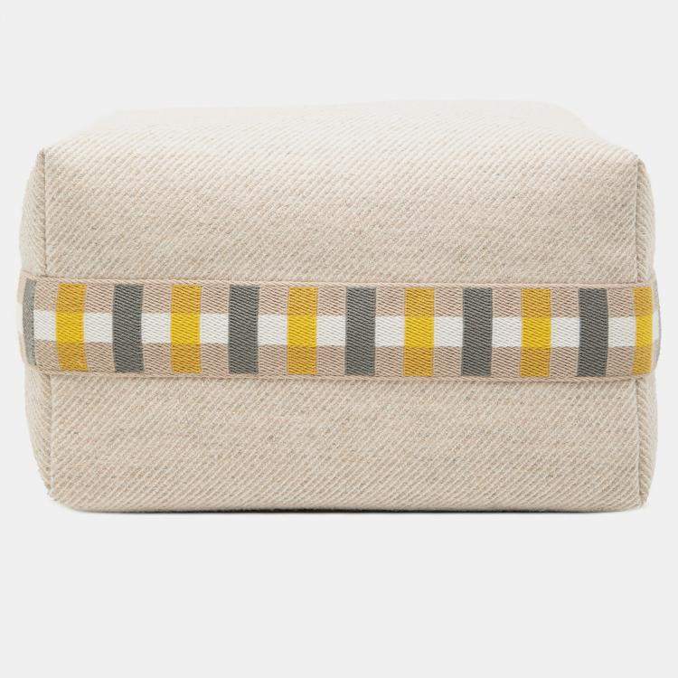 Pre Owned Hermes Beige Large Wool Au Carre Bride A Brac Case