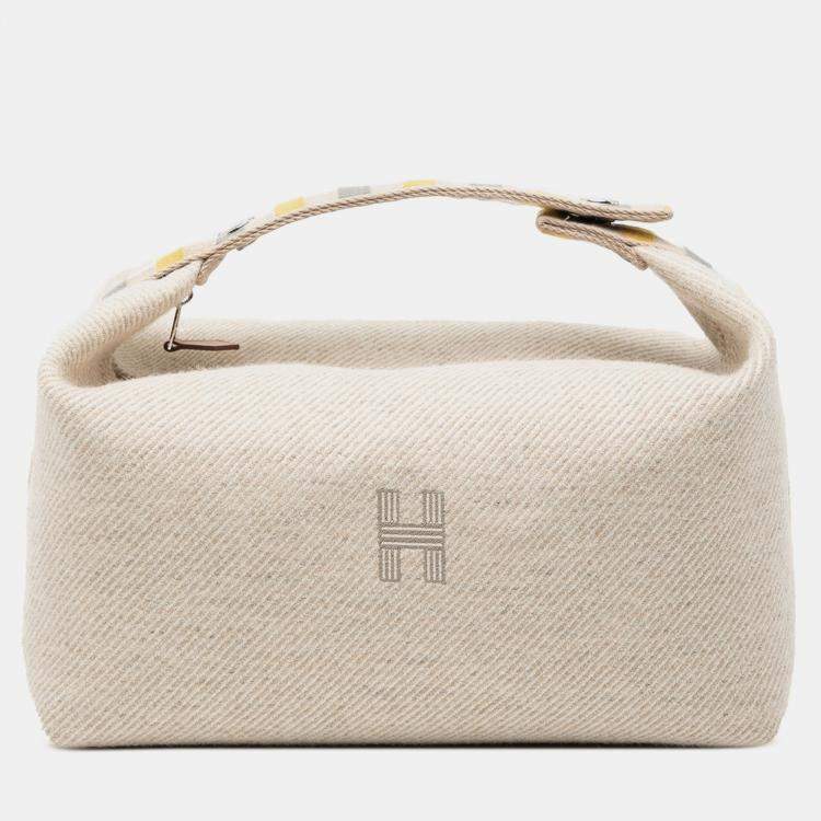 Pre Owned Hermes Beige Large Wool Au Carre Bride A Brac Case