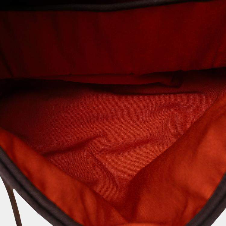 Pre Owned Hermes Brown Orange Toile Herbag Zip 31