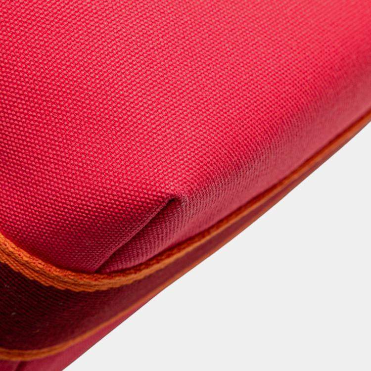 Pre Owned Hermes Pink Red Small Toile Bride A Brac Case