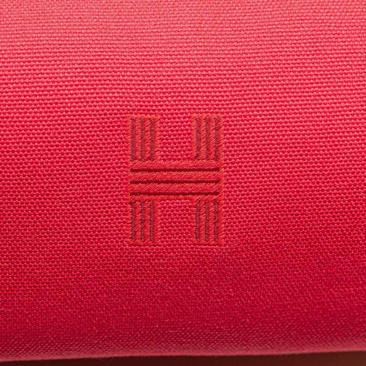 Pre Owned Hermes Pink Red Small Toile Bride A Brac Case