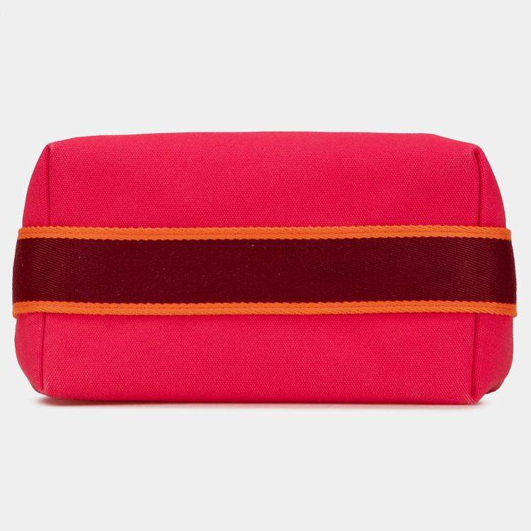 Pre Owned Hermes Pink Red Small Toile Bride A Brac Case