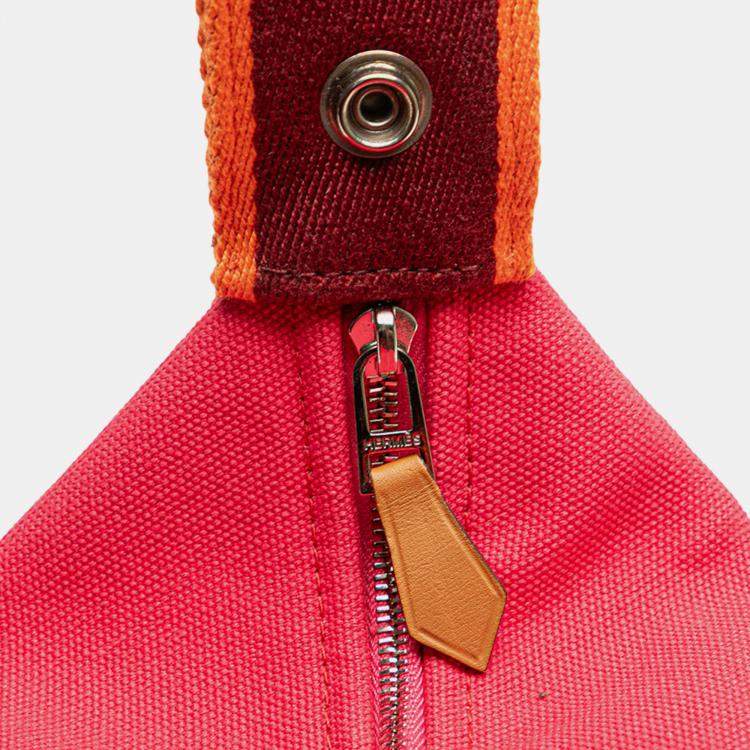 Pre Owned Hermes Pink Red Small Toile Bride A Brac Case