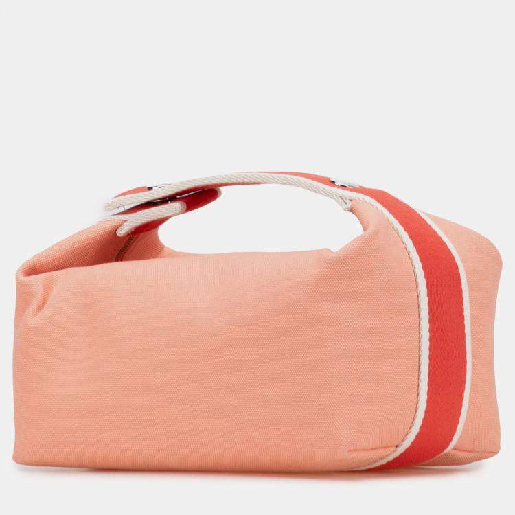 Pre Owned Hermes Salmon Pink Small Canvas Bride-a-Brac Case