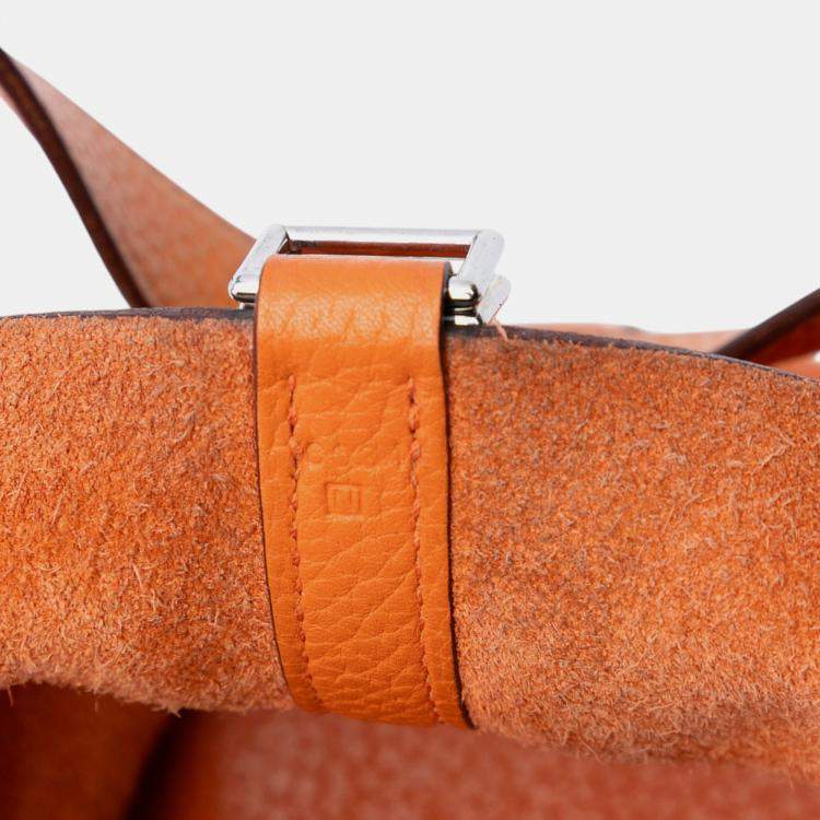 Pre Owned Hermes Orange Clemence Picotin Lock 18