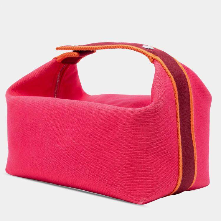 Pre Owned Hermes Pink Hermes Dark Pink Large Toile Bride A Brac Case
