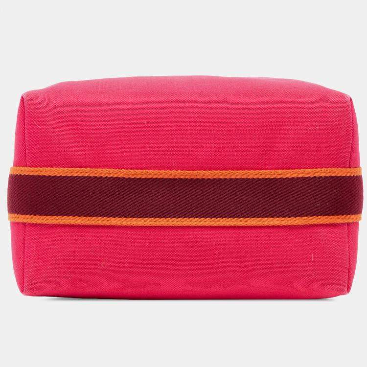 Pre Owned Hermes Pink Hermes Dark Pink Large Toile Bride A Brac Case