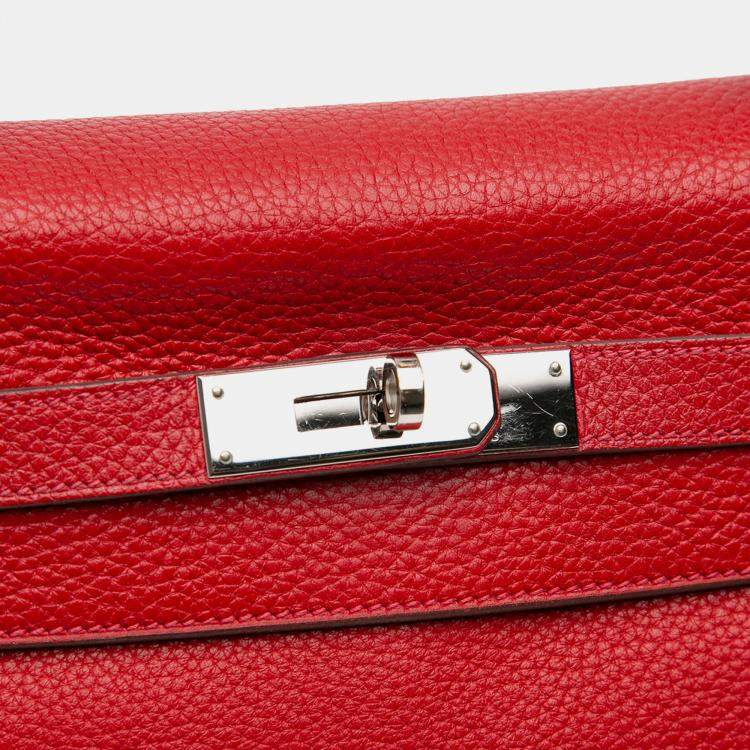 Pre Owned Hermes Rouge Casaque Togo Kelly II Retourne 32